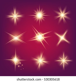 Creative concept Vector set of glow light effect stars bursts with sparkles isolated on black background. For illustration template art design, banner for Christmas celebrate, magic flash energy ray.