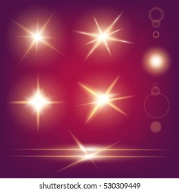 Creative concept Vector set of glow light effect stars bursts with sparkles isolated on black background. For illustration template art design, banner for Christmas celebrate, magic flash energy ray.