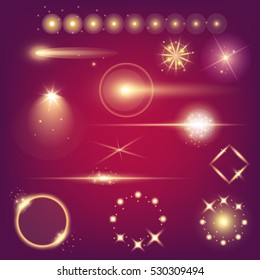 Creative concept Vector set of glow light effect stars bursts with sparkles isolated on black background. For illustration template art design, banner for Christmas celebrate, magic flash energy ray.