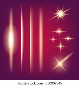 Creative concept Vector set of glow light effect stars bursts with sparkles isolated on black background. For illustration template art design, banner for Christmas celebrate, magic flash energy ray.