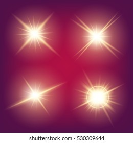 Creative concept Vector set of glow light effect stars bursts with sparkles isolated on black background. For illustration template art design, banner for Christmas celebrate, magic flash energy ray.