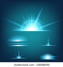 Creative concept Vector set of glow light effect stars bursts with sparkles isolated on black background. For illustration template art design, banner for Christmas celebrate, magic flash energy ray.
