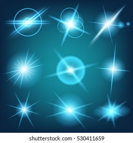 Creative concept Vector set of glow light effect stars bursts with sparkles isolated on black background. For illustration template art design, banner for Christmas celebrate, magic flash energy ray.