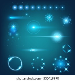 Creative concept Vector set of glow light effect stars bursts with sparkles isolated on black background. For illustration template art design, banner for Christmas celebrate, magic flash energy ray.