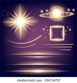 Creative concept Vector set of glow light effect stars bursts with sparkles isolated on black background. For illustration template art design, banner for Christmas celebrate, magic flash energy ray.