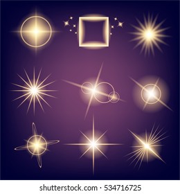 Creative concept Vector set of glow light effect stars bursts with sparkles isolated on black background. For illustration template art design, banner for Christmas celebrate, magic flash energy ray.