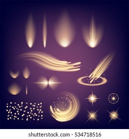 Creative concept Vector set of glow light effect stars bursts with sparkles isolated on black background. For illustration template art design, banner for Christmas celebrate, magic flash energy ray.