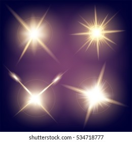 Creative concept Vector set of glow light effect stars bursts with sparkles isolated on black background. For illustration template art design, banner for Christmas celebrate, magic flash energy ray.