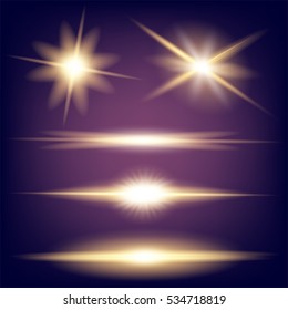 Creative concept Vector set of glow light effect stars bursts with sparkles isolated on black background. For illustration template art design, banner for Christmas celebrate, magic flash energy ray.