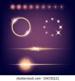 Creative concept Vector set of glow light effect stars bursts with sparkles isolated on black background. For illustration template art design, banner for Christmas celebrate, magic flash energy ray.