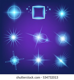 Creative concept Vector set of glow light effect stars bursts with sparkles isolated on black background. For illustration template art design, banner for Christmas celebrate, magic flash energy ray.