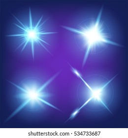 Creative concept Vector set of glow light effect stars bursts with sparkles isolated on black background. For illustration template art design, banner for Christmas celebrate, magic flash energy ray.