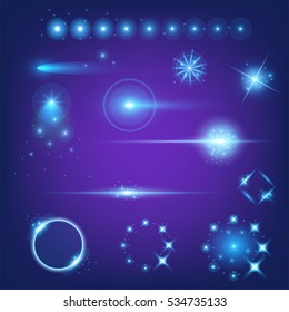 Creative concept Vector set of glow light effect stars bursts with sparkles isolated on black background. For illustration template art design, banner for Christmas celebrate, magic flash energy ray.