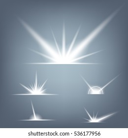 Creative concept Vector set of glow light effect stars bursts with sparkles isolated on black background. For illustration template art design, banner for Christmas celebrate, magic flash energy ray.
