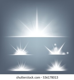Creative concept Vector set of glow light effect stars bursts with sparkles isolated on black background. For illustration template art design, banner for Christmas celebrate, magic flash energy ray.