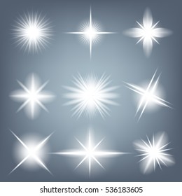 Creative concept Vector set of glow light effect stars bursts with sparkles isolated on black background. For illustration template art design, banner for Christmas celebrate, magic flash energy ray.