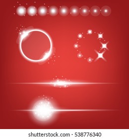 Creative concept Vector set of glow light effect stars bursts with sparkles isolated on black background. For illustration template art design, banner for Christmas celebrate, magic flash energy ray.