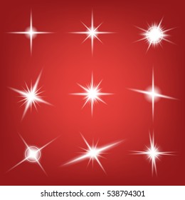 Creative concept Vector set of glow light effect stars bursts with sparkles isolated on black background. For illustration template art design, banner for Christmas celebrate, magic flash energy ray.