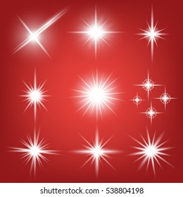 Creative concept Vector set of glow light effect stars bursts with sparkles isolated on black background. For illustration template art design, banner for Christmas celebrate, magic flash energy ray.
