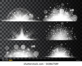 Creative concept Vector set of glow light effect stars bursts with sparkles isolated on black background. For illustration template art design, banner for Christmas celebrate, magic flash energy ray.