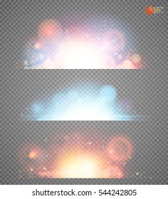 Creative concept Vector set of glow light effect stars bursts with sparkles isolated on black background. For illustration template art design, banner for Christmas celebrate, magic flash energy ray.