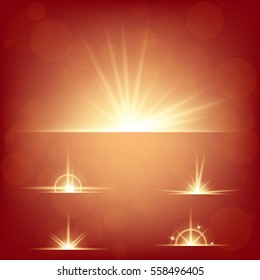 Creative concept Vector set of glow light effect stars bursts with sparkles isolated on black background. For illustration template art design, banner for Christmas celebrate, magic flash energy ray.