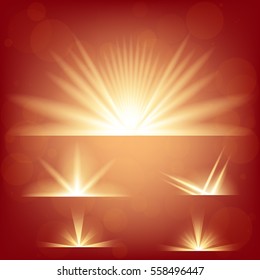 Creative concept Vector set of glow light effect stars bursts with sparkles isolated on black background. For illustration template art design, banner for Christmas celebrate, magic flash energy ray.