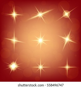 Creative concept Vector set of glow light effect stars bursts with sparkles isolated on black background. For illustration template art design, banner for Christmas celebrate, magic flash energy ray.