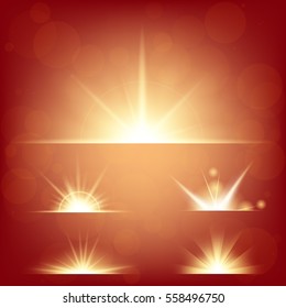 Creative concept Vector set of glow light effect stars bursts with sparkles isolated on black background. For illustration template art design, banner for Christmas celebrate, magic flash energy ray.