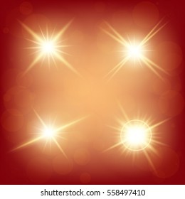 Creative concept Vector set of glow light effect stars bursts with sparkles isolated on black background. For illustration template art design, banner for Christmas celebrate, magic flash energy ray.