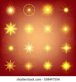 Creative concept Vector set of glow light effect stars bursts with sparkles isolated on black background. For illustration template art design, banner for Christmas celebrate, magic flash energy ray.