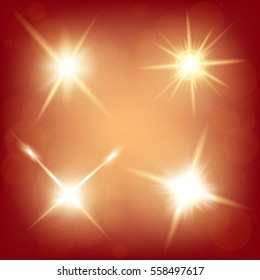 Creative concept Vector set of glow light effect stars bursts with sparkles isolated on black background. For illustration template art design, banner for Christmas celebrate, magic flash energy ray.