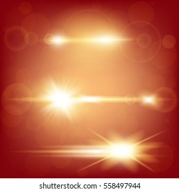 Creative concept Vector set of glow light effect stars bursts with sparkles isolated on black background. For illustration template art design, banner for Christmas celebrate, magic flash energy ray.