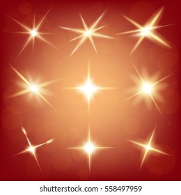 Creative concept Vector set of glow light effect stars bursts with sparkles isolated on black background. For illustration template art design, banner for Christmas celebrate, magic flash energy ray.