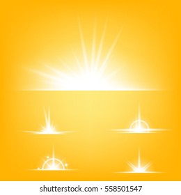 Creative concept Vector set of glow light effect stars bursts with sparkles isolated on black background. For illustration template art design, banner for Christmas celebrate, magic flash energy ray.