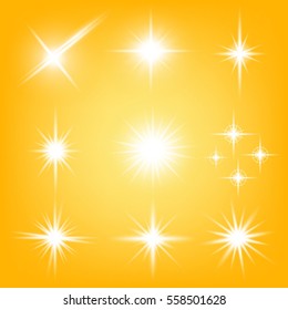 Creative concept Vector set of glow light effect stars bursts with sparkles isolated on black background. For illustration template art design, banner for Christmas celebrate, magic flash energy ray.