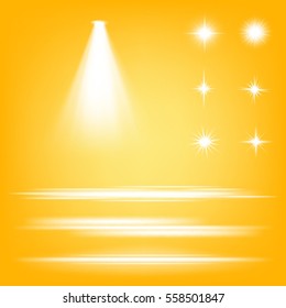 Creative concept Vector set of glow light effect stars bursts with sparkles isolated on black background. For illustration template art design, banner for Christmas celebrate, magic flash energy ray.