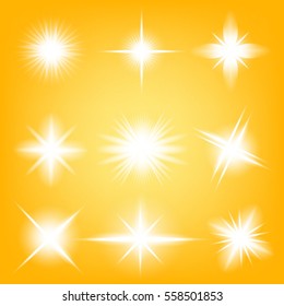 Creative concept Vector set of glow light effect stars bursts with sparkles isolated on black background. For illustration template art design, banner for Christmas celebrate, magic flash energy ray.