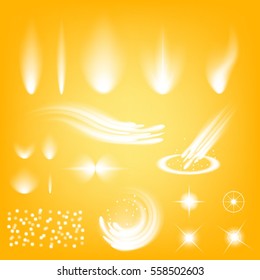 Creative concept Vector set of glow light effect stars bursts with sparkles isolated on black background. For illustration template art design, banner for Christmas celebrate, magic flash energy ray.