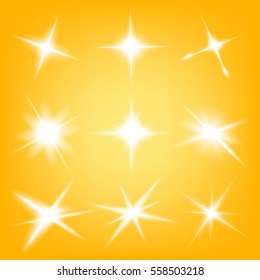 Creative concept Vector set of glow light effect stars bursts with sparkles isolated on black background. For illustration template art design, banner for Christmas celebrate, magic flash energy ray.