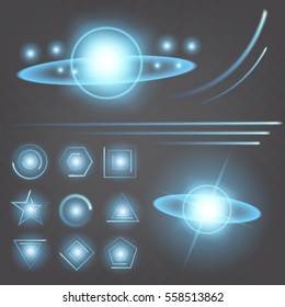 Creative concept Vector set of glow light effect stars bursts with sparkles isolated on black background. For illustration template art design, banner for Christmas celebrate, magic flash energy ray.
