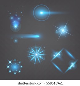 Creative concept Vector set of glow light effect stars bursts with sparkles isolated on black background. For illustration template art design, banner for Christmas celebrate, magic flash energy ray.