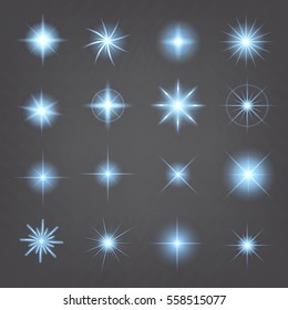 Creative concept Vector set of glow light effect stars bursts with sparkles isolated on black background. For illustration template art design, banner for Christmas celebrate, magic flash energy ray.