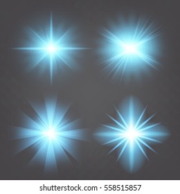 Creative concept Vector set of glow light effect stars bursts with sparkles isolated on black background. For illustration template art design, banner for Christmas celebrate, magic flash energy ray.