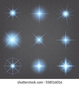 Creative concept Vector set of glow light effect stars bursts with sparkles isolated on black background. For illustration template art design, banner for Christmas celebrate, magic flash energy ray.