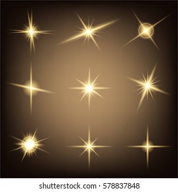 Creative concept Vector set of glow light effect stars bursts with sparkles isolated on black background. For illustration template art design, banner for Christmas celebrate, magic flash energy ray.
