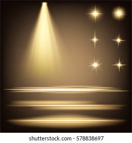 Creative concept Vector set of glow light effect stars bursts with sparkles isolated on black background. For illustration template art design, banner for Christmas celebrate, magic flash energy ray.