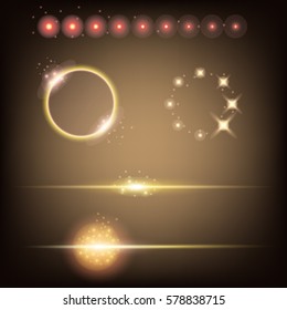 Creative concept Vector set of glow light effect stars bursts with sparkles isolated on black background. For illustration template art design, banner for Christmas celebrate, magic flash energy ray.