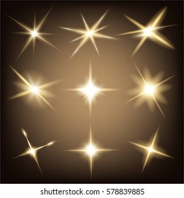 Creative concept Vector set of glow light effect stars bursts with sparkles isolated on black background. For illustration template art design, banner for Christmas celebrate, magic flash energy ray.