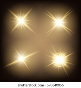Creative concept Vector set of glow light effect stars bursts with sparkles isolated on black background. For illustration template art design, banner for Christmas celebrate, magic flash energy ray.